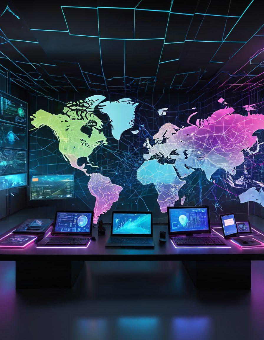 A futuristic digital landscape with a sleek, secure web domain as the focal point, surrounded by advanced security locks, vibrant data streams, and optimization graphs. The background should depict a world map made of interconnected nodes, symbolizing global online presence. Artwork in a modern, cyberpunk style with vibrant neon colors and a high-tech aesthetic.